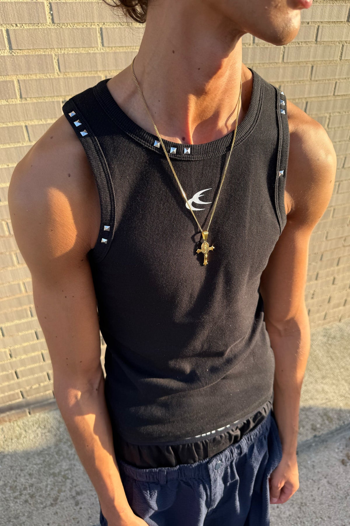 Studded Black Tank Top