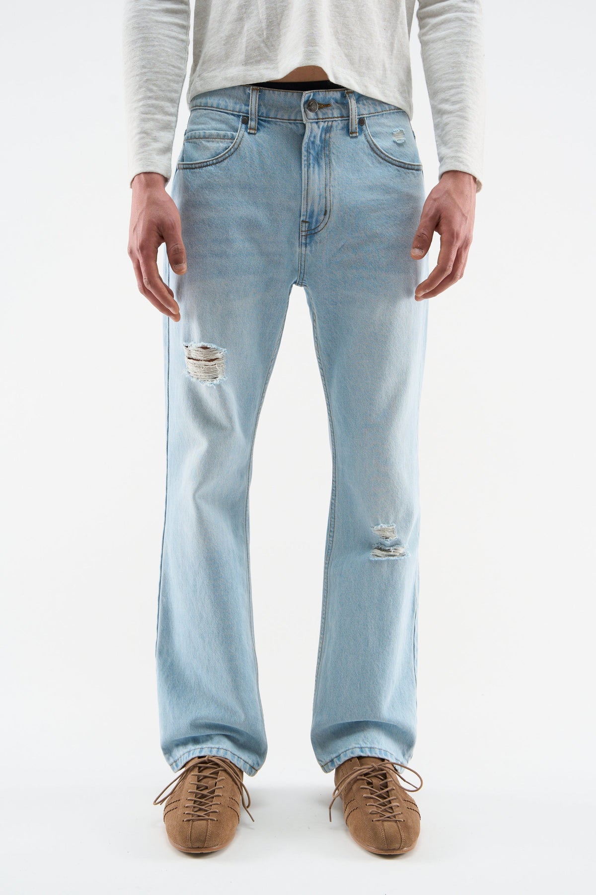 Classic Light Blue Straight Pants
