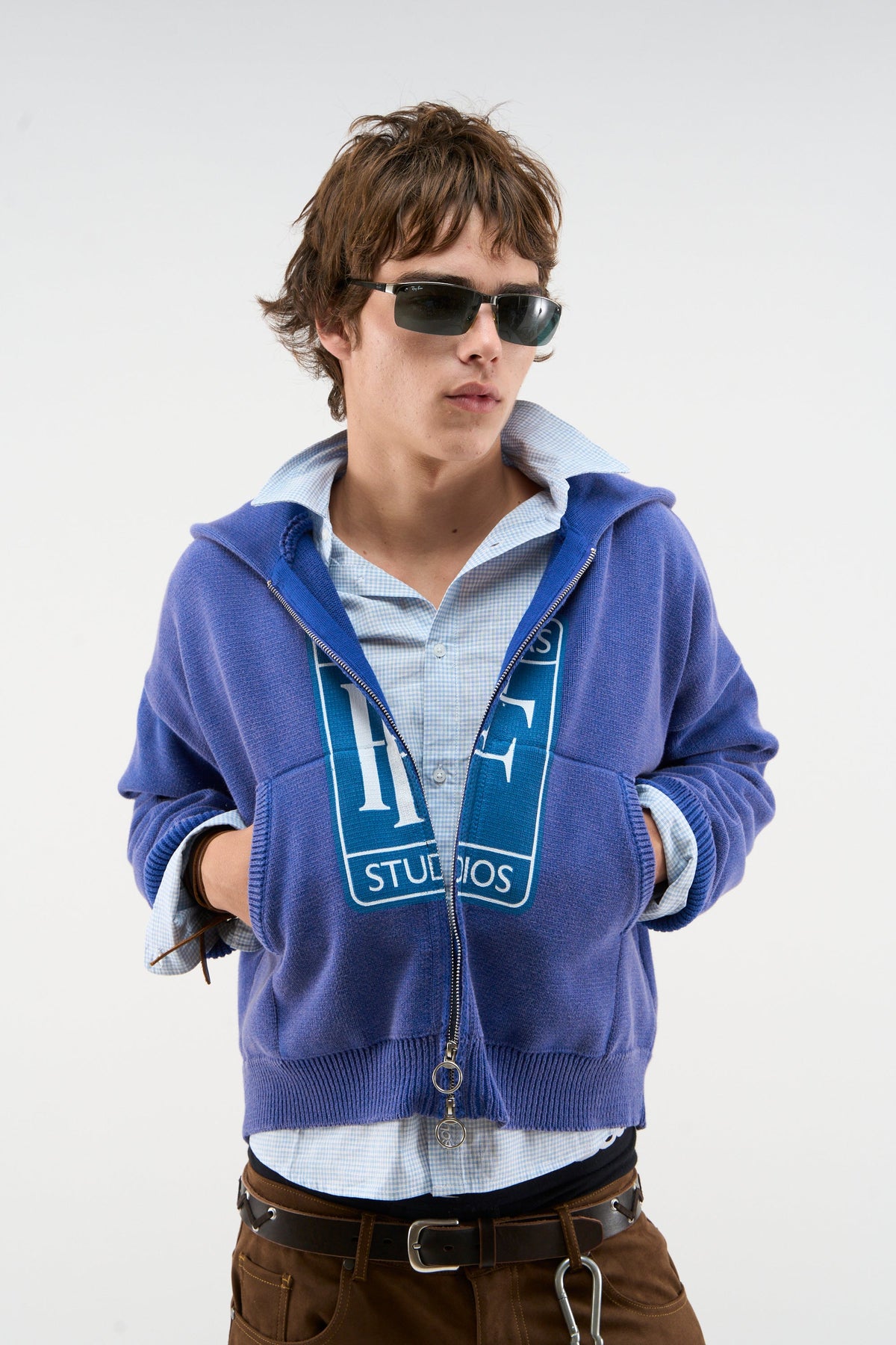 Rolly Blue Knit Zipper