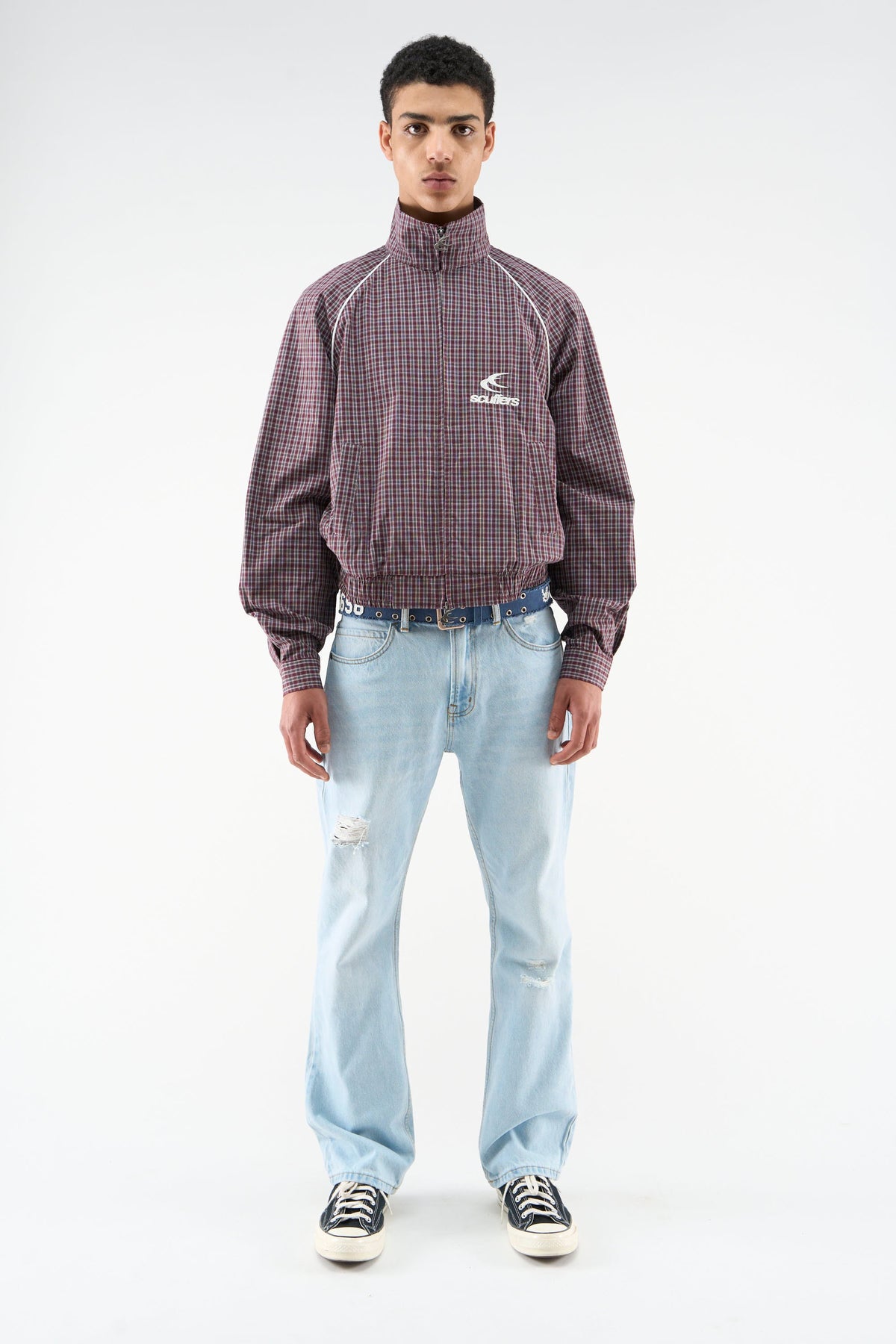 Chamise Checkered Burgundy Zipper
