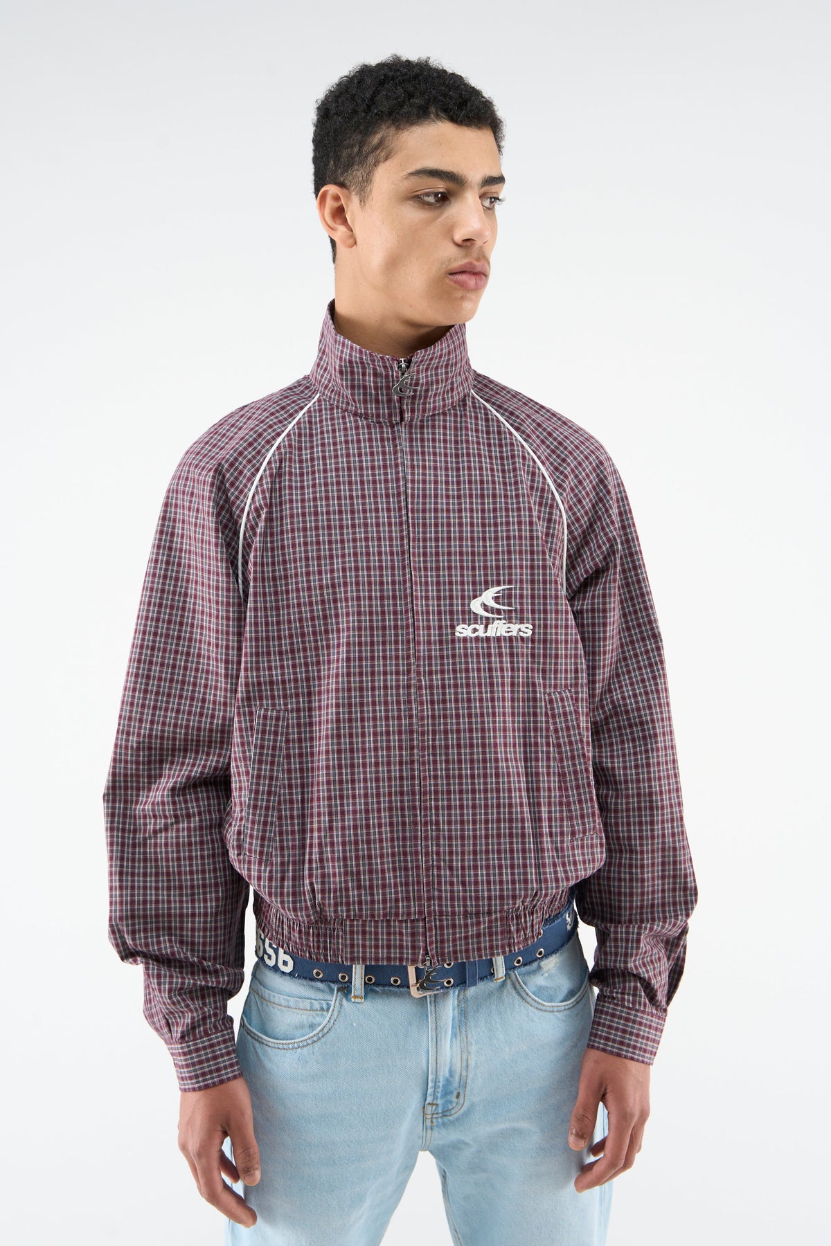 Chamise Checkered Burgundy Zipper