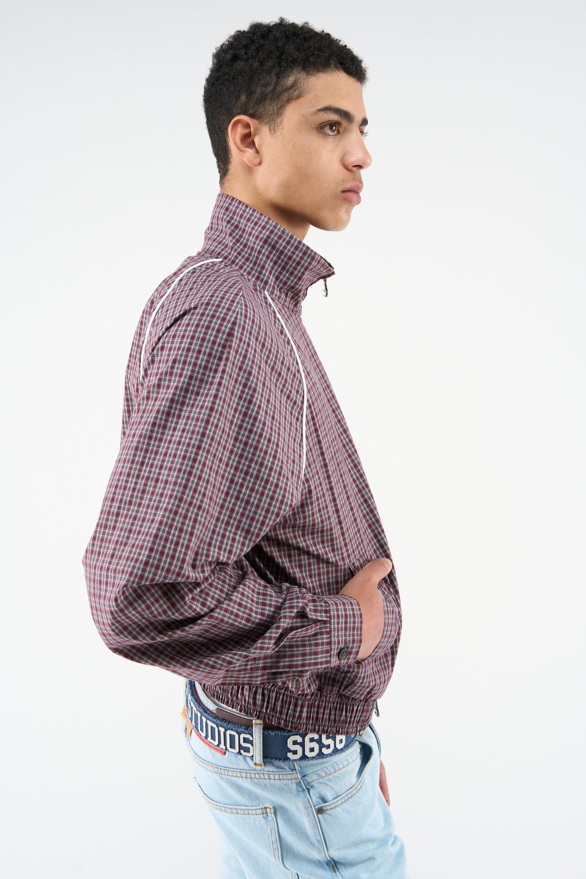 Chamise Checkered Burgundy Zipper