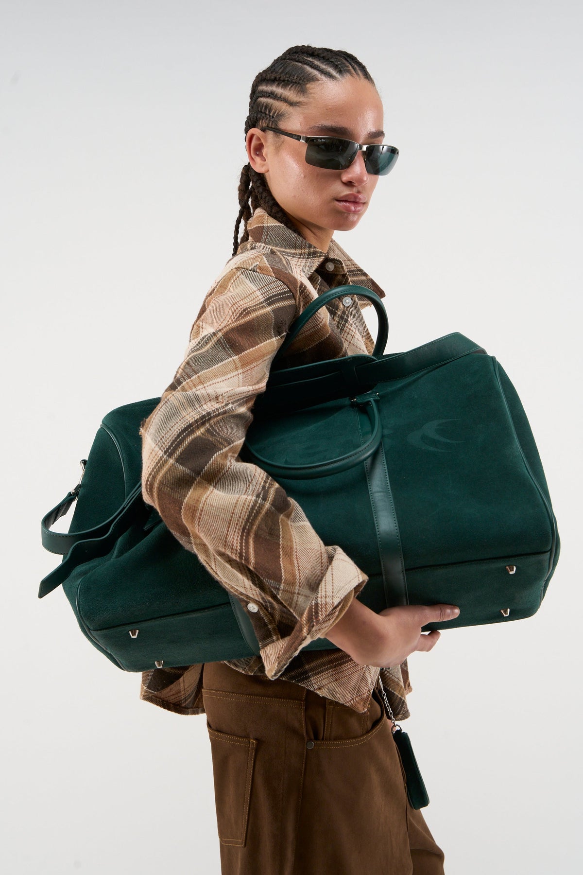 Suede Green Duffle Bag