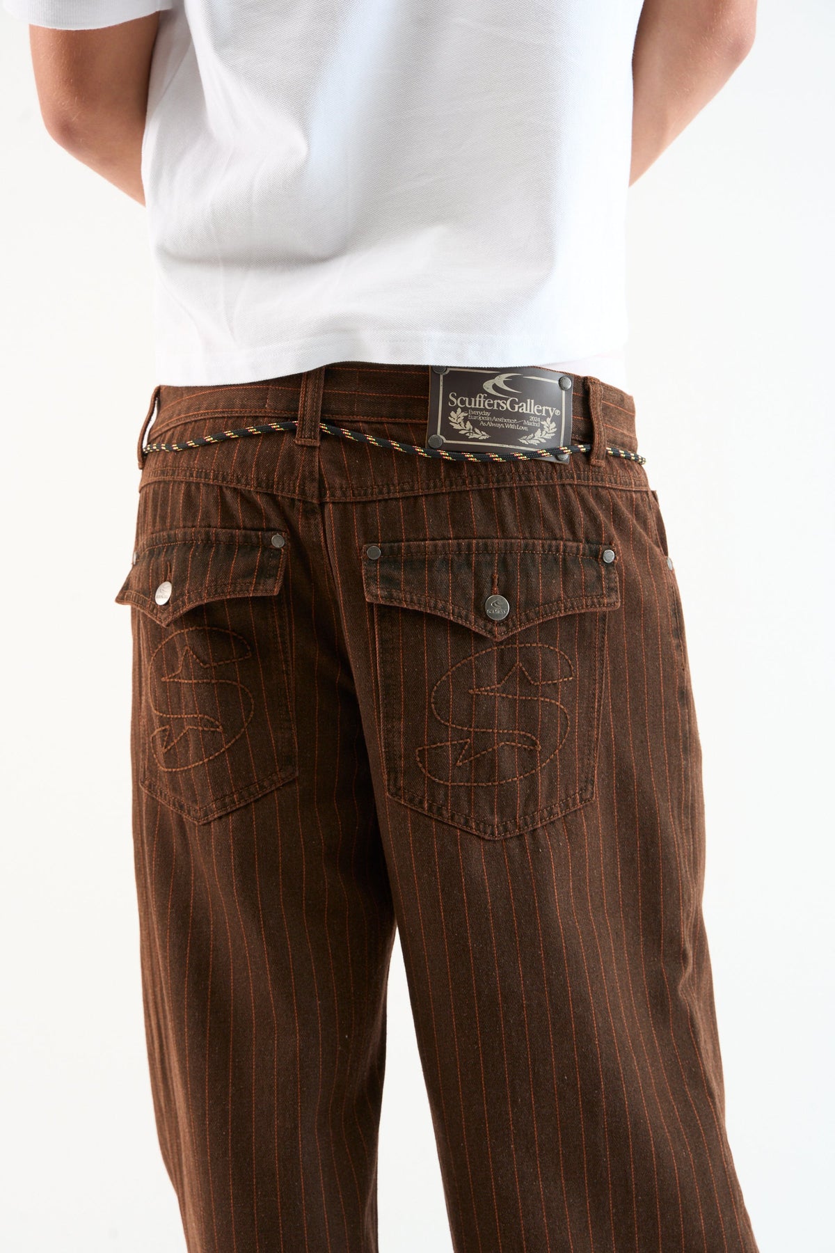 Pinstripe Carrie Brown Pants