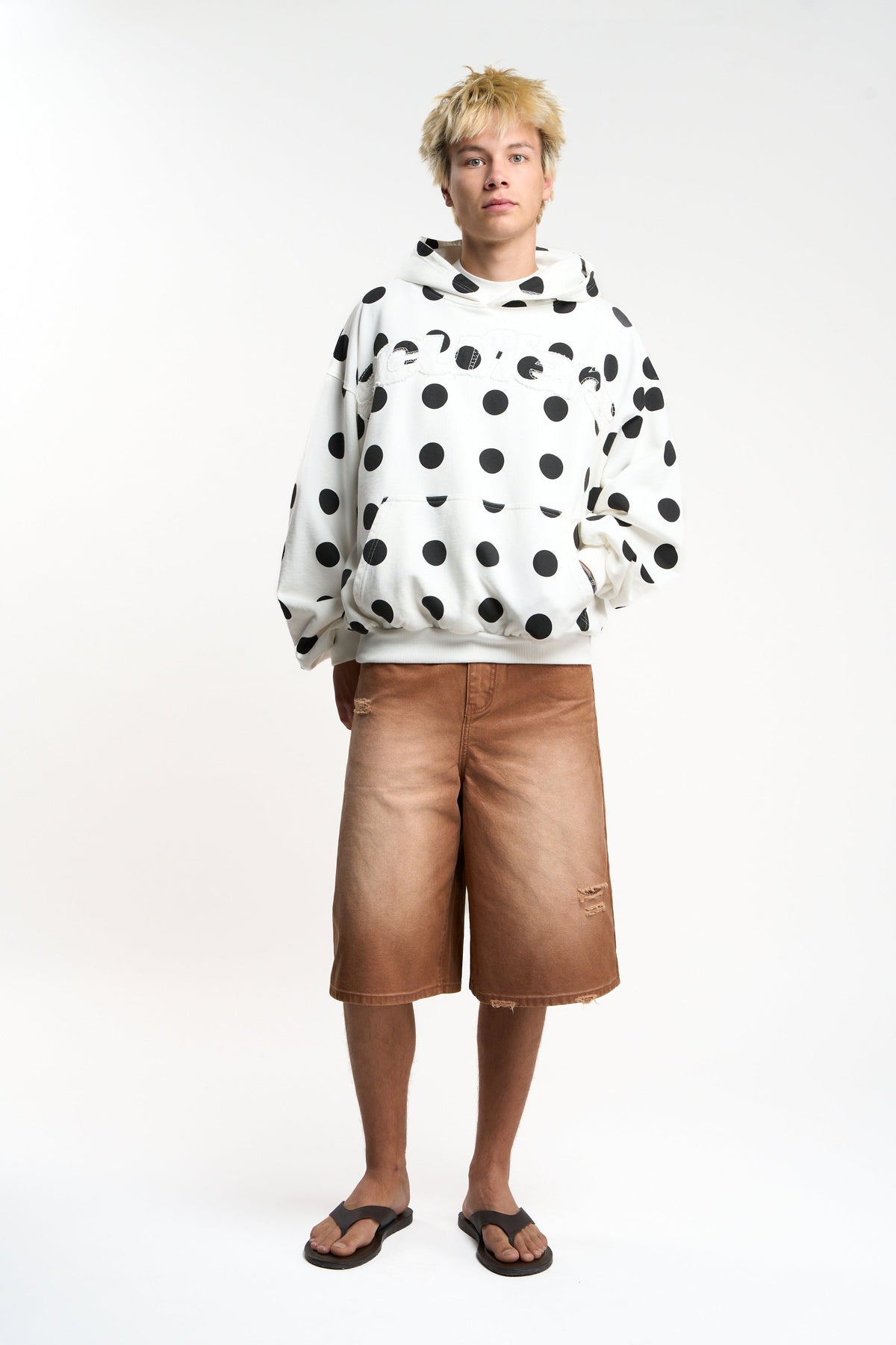 Raw Dots White Hoodie