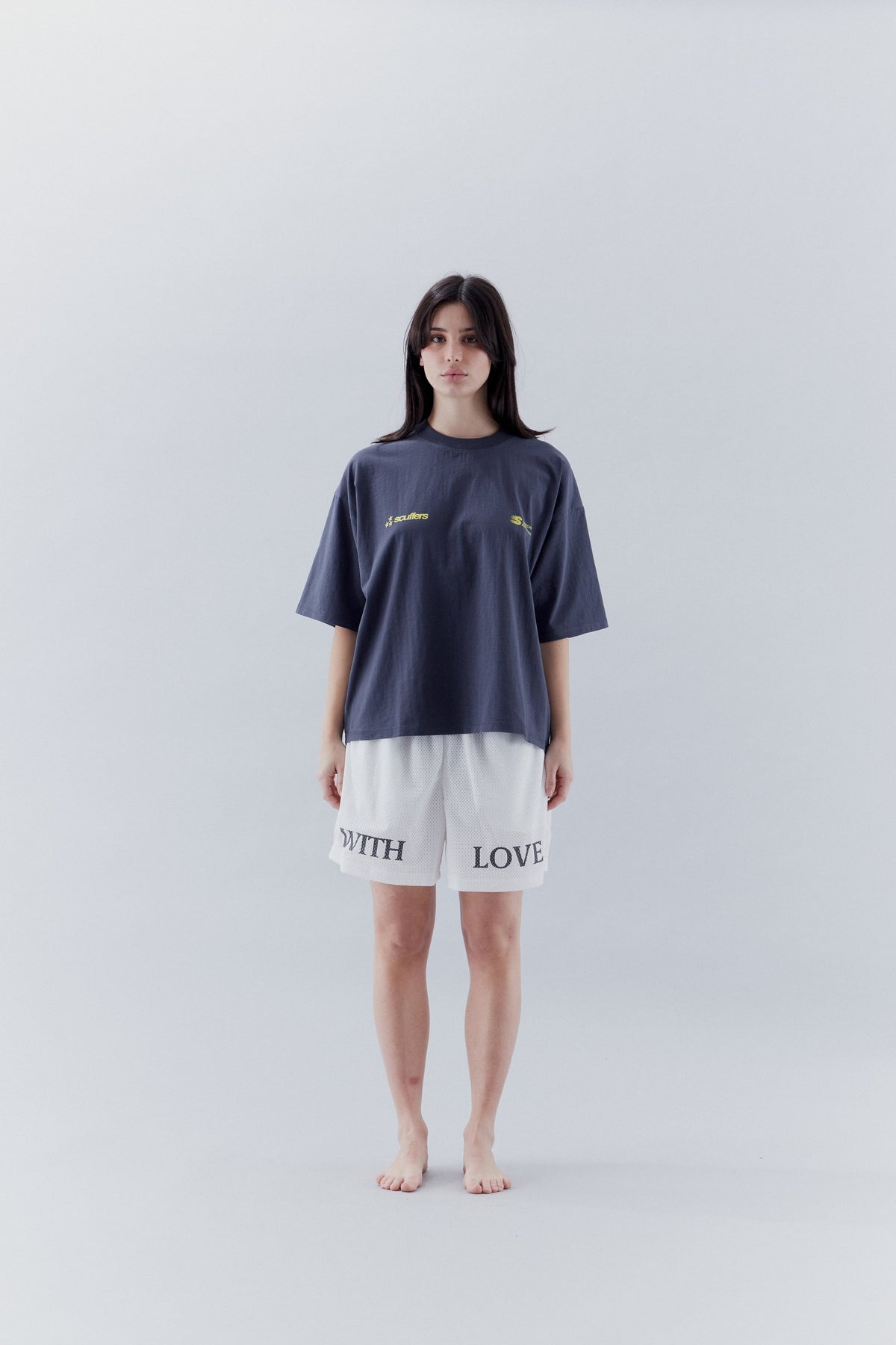 With Love Mesh White Shorts