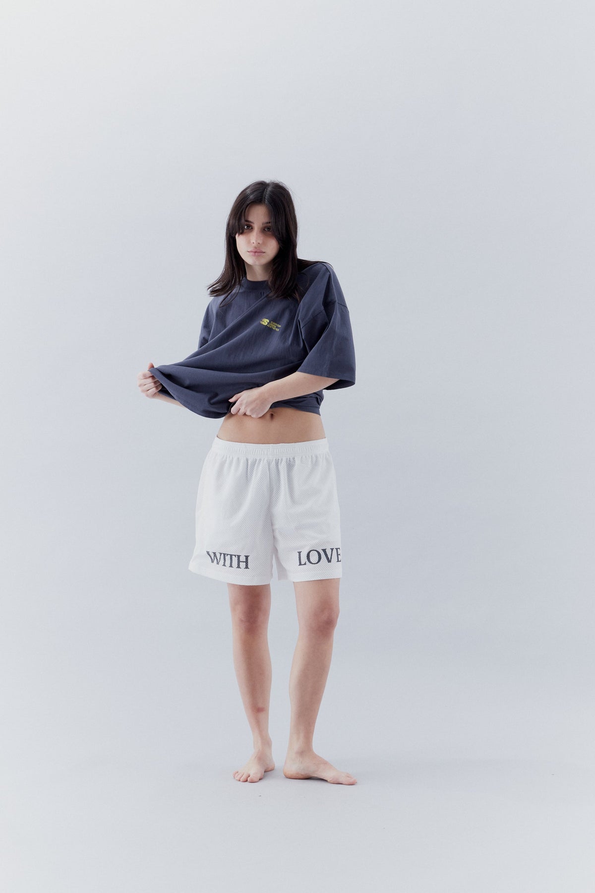 With Love Mesh White Shorts