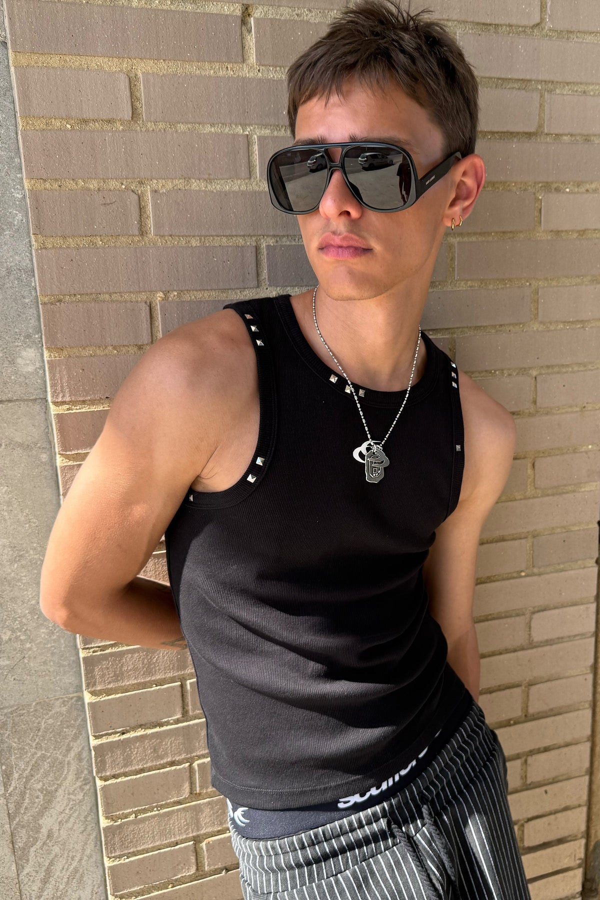 Studded Black Tank Top
