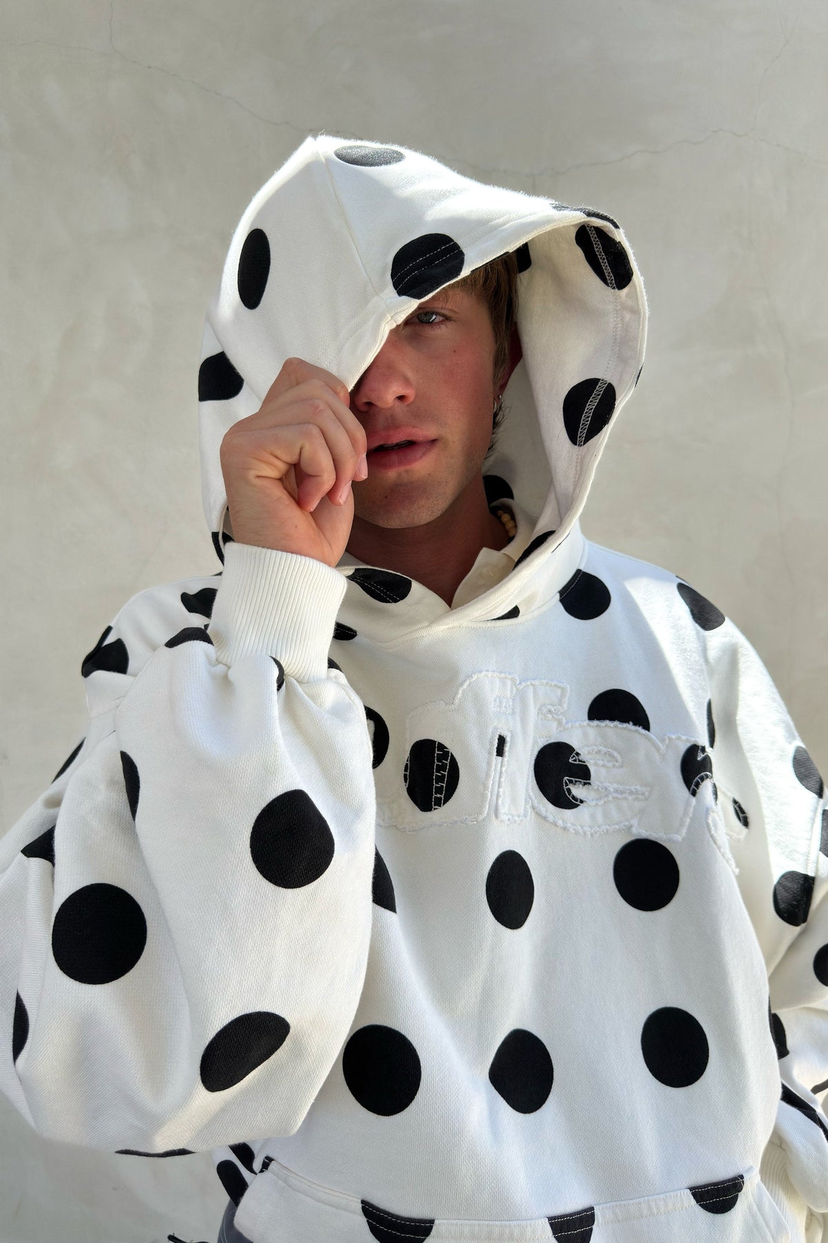 Raw Dots White Hoodie
