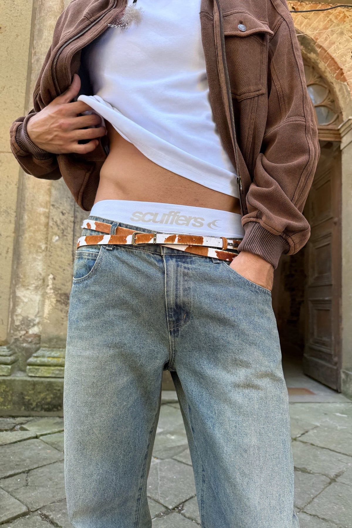 Bandit Cow Brown Double Belt