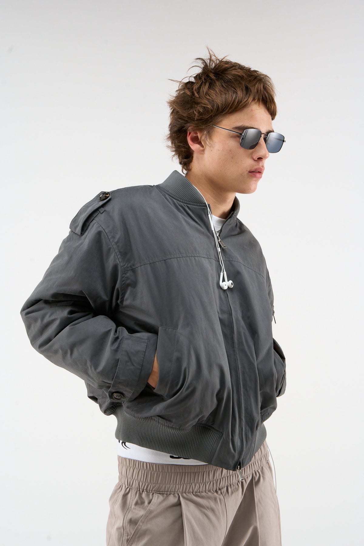 London Dark Grey Bomber Jacket