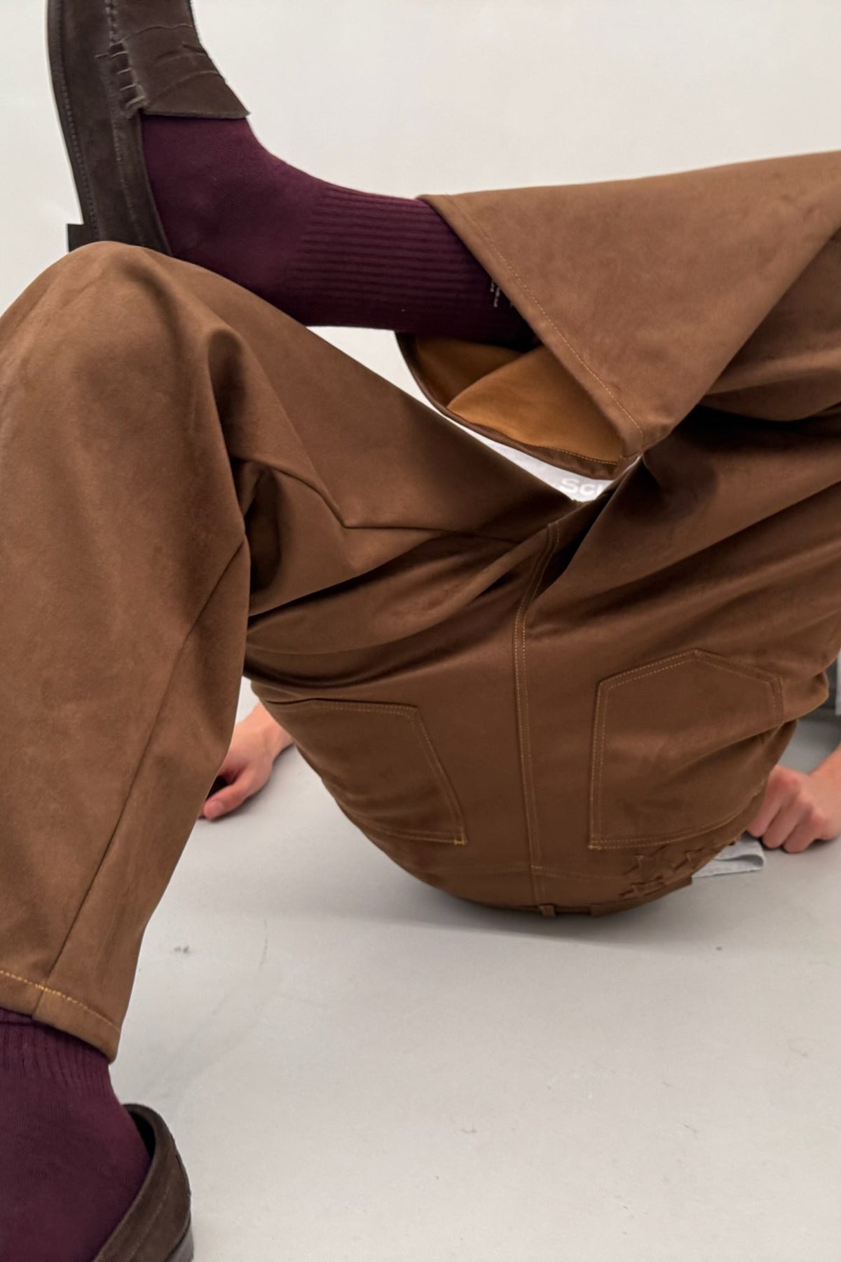 Suede Dark Brown Jumbo Pants