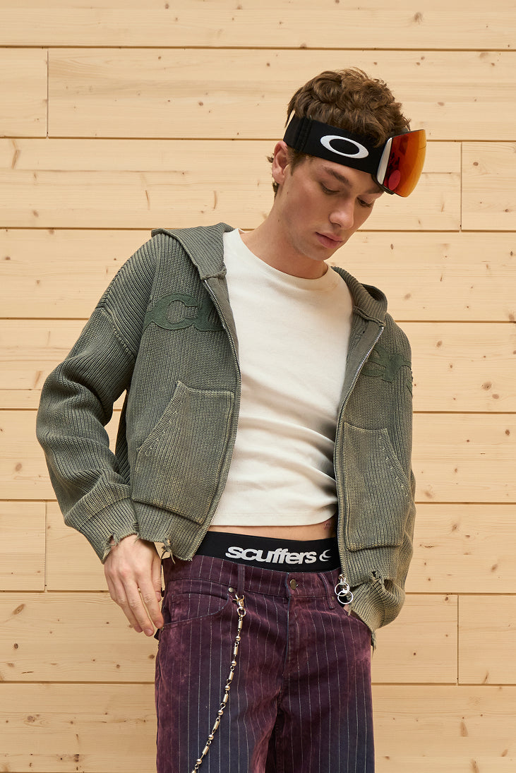 Buzz Dusty Green Knit Zipper