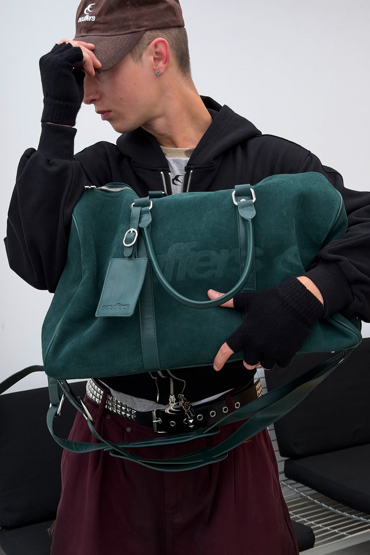 Suede Green Duffle Bag