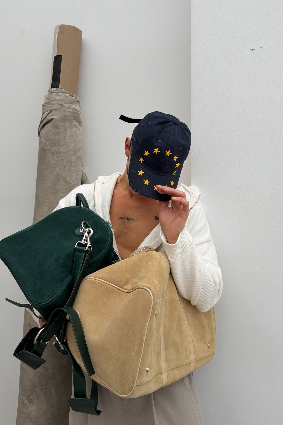 Suede Green Duffle Bag