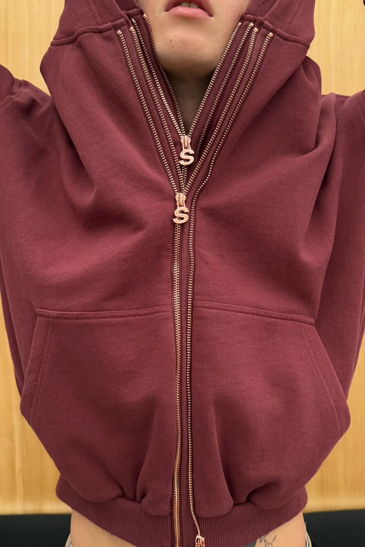 Steel Burgundy Zipper