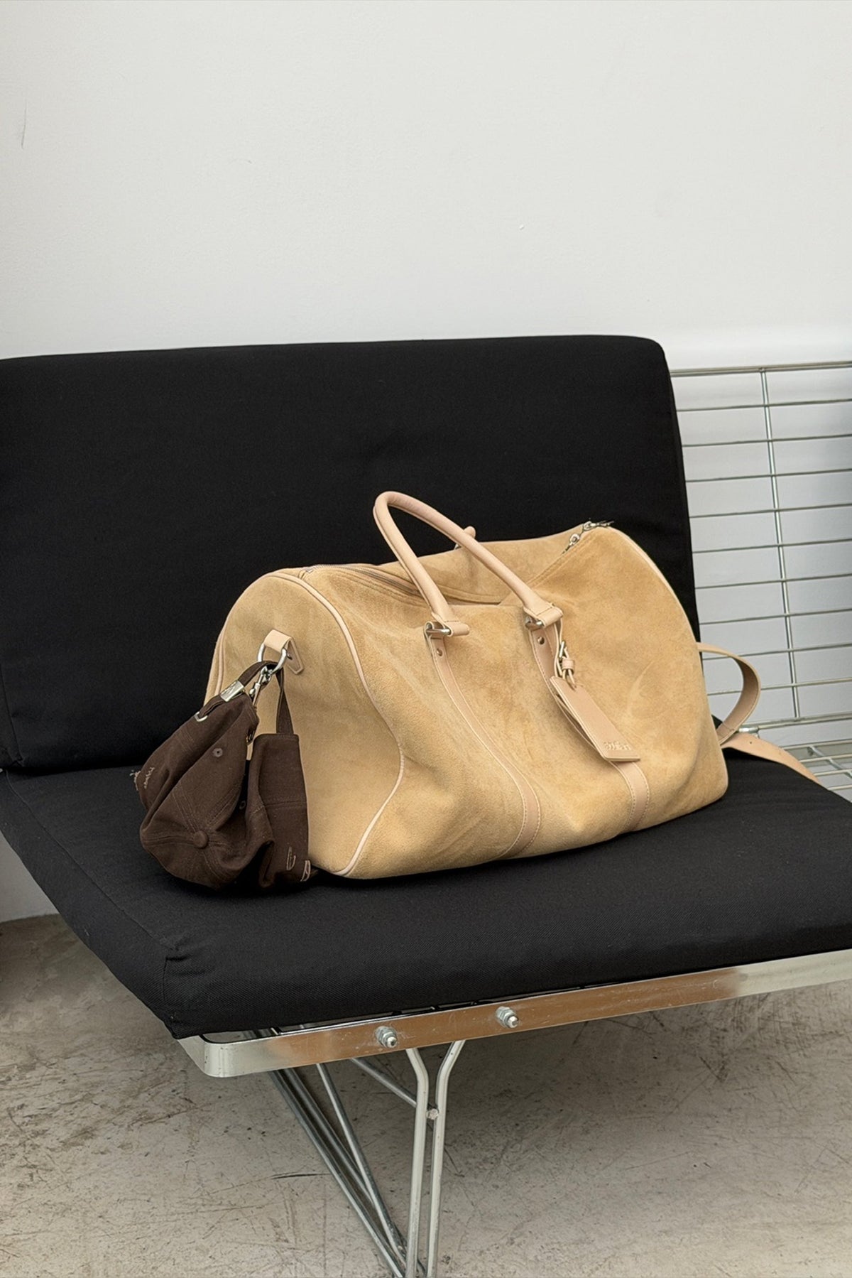 Suede Ecru Duffle Bag