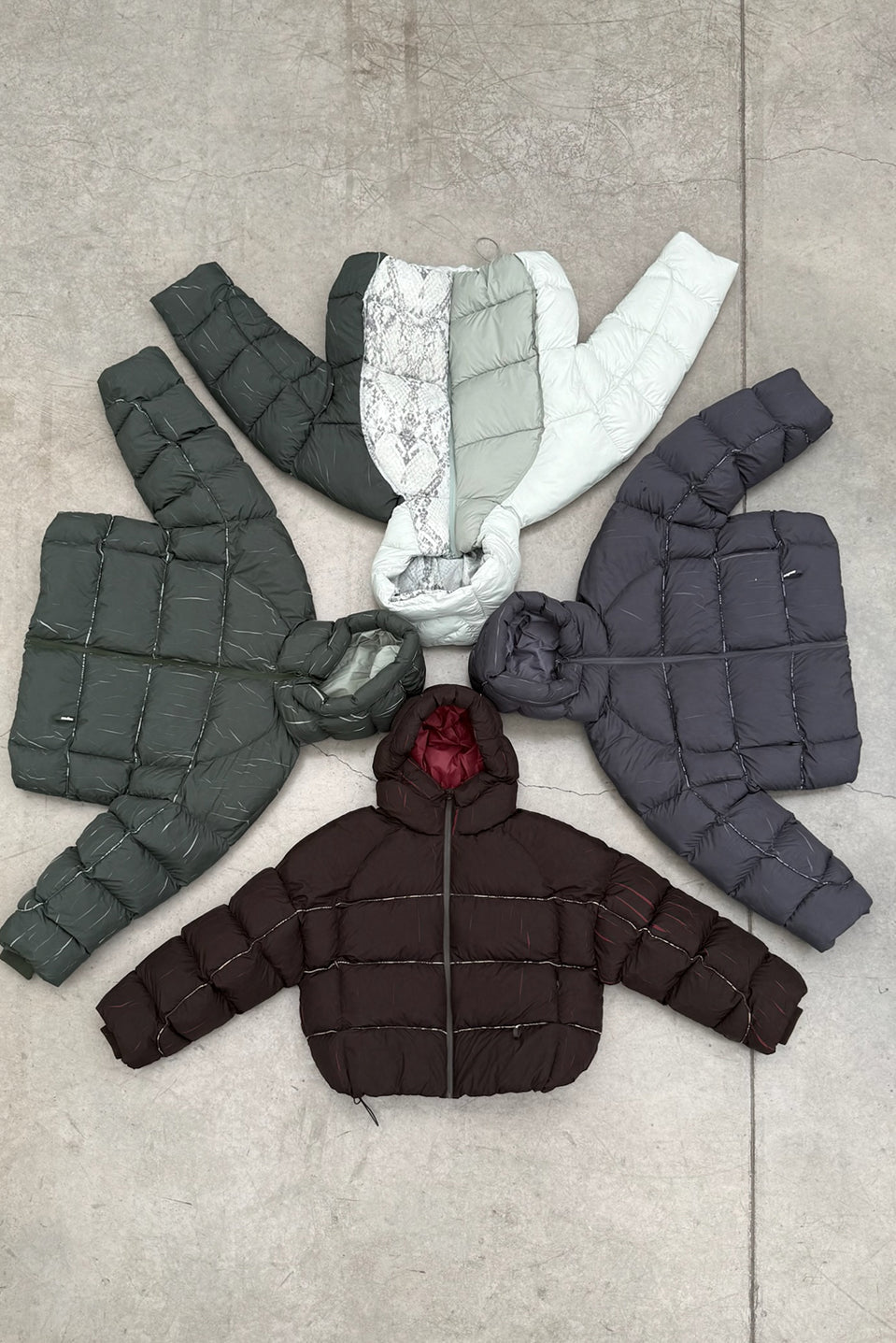 Marble Dark Grey Puffer Jacket