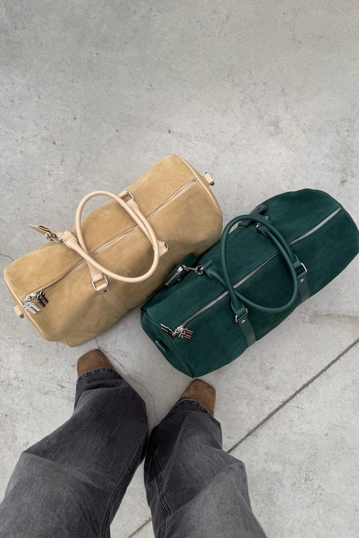 Suede Green Duffle Bag