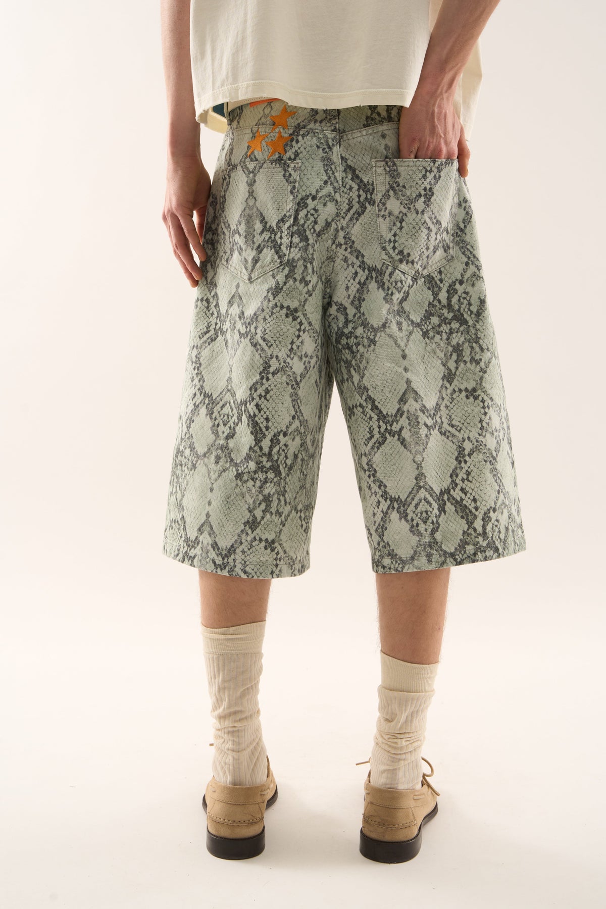 Jumbo Green Snakeprint Shorts