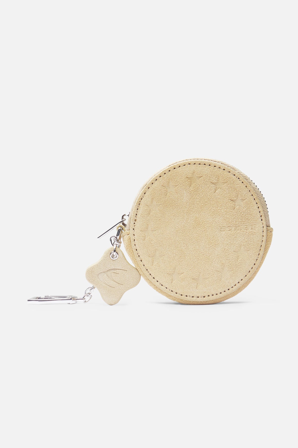 Suede Ecru Keychain Wallet