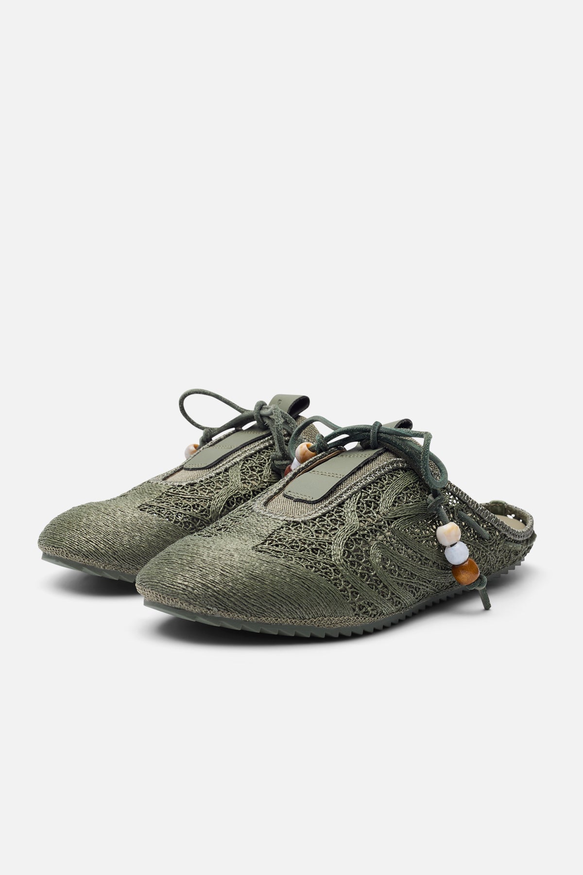 Wicker Green Mule