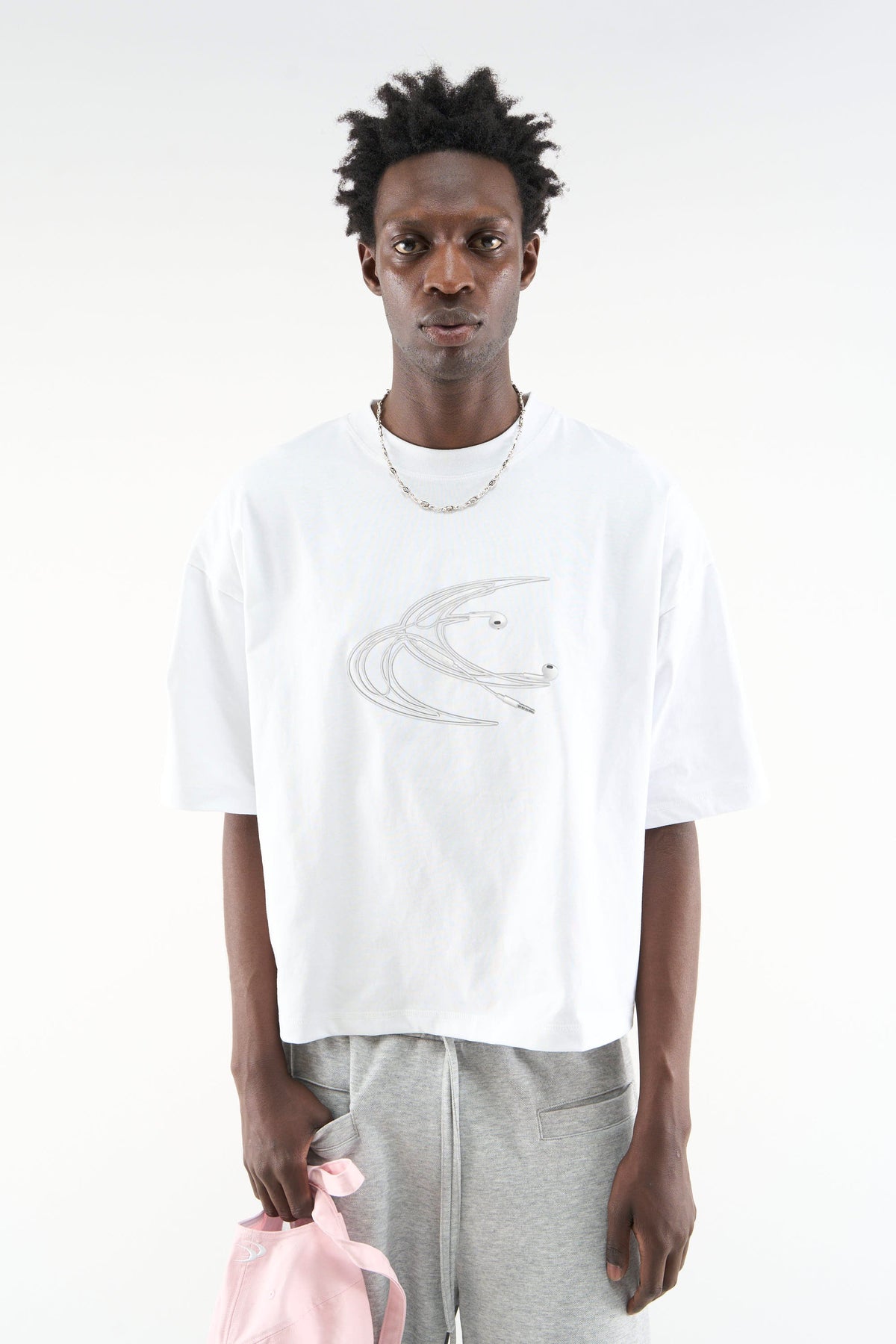 Earphones White T-Shirt