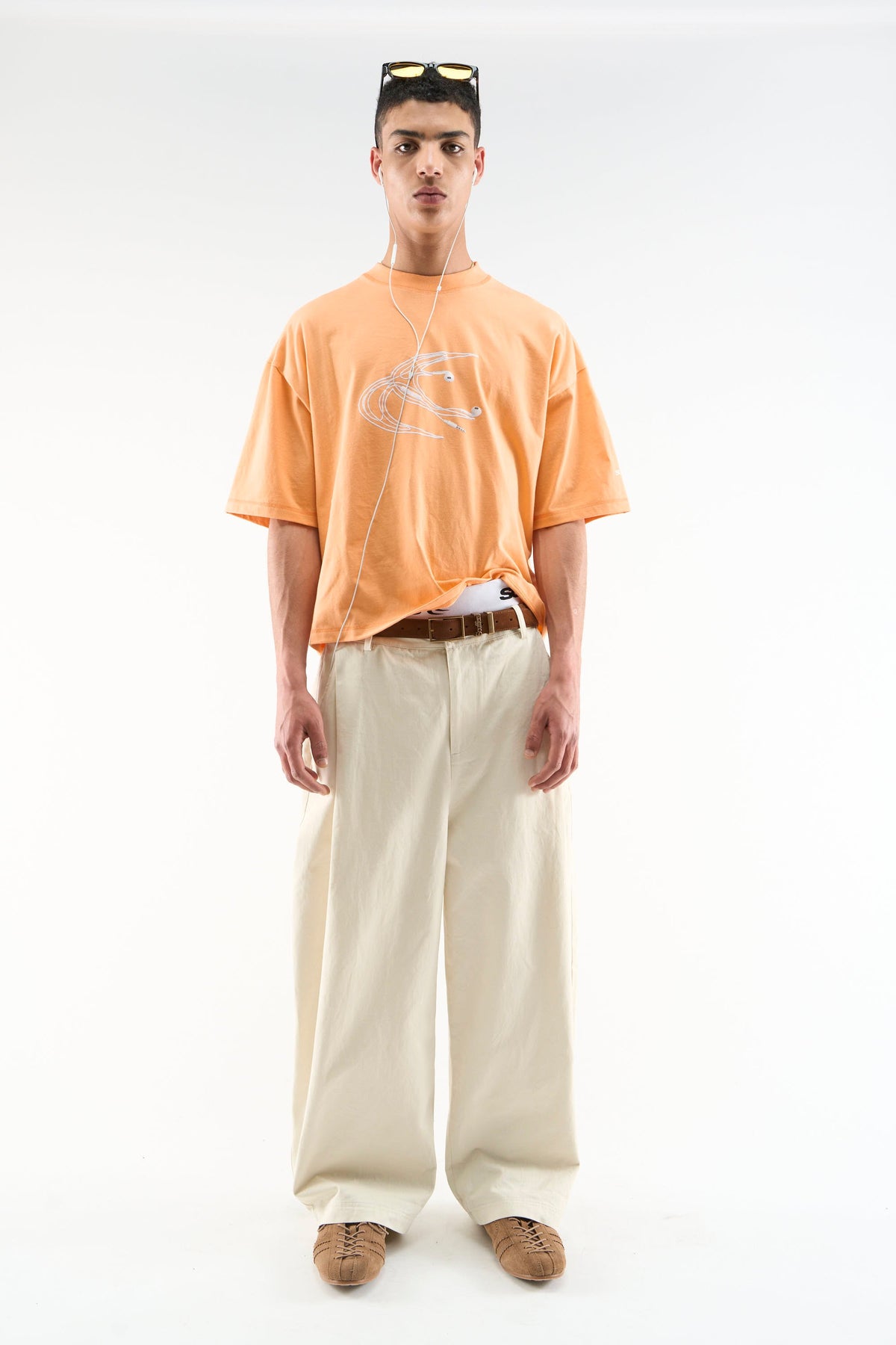 Earphones Orange T-Shirt